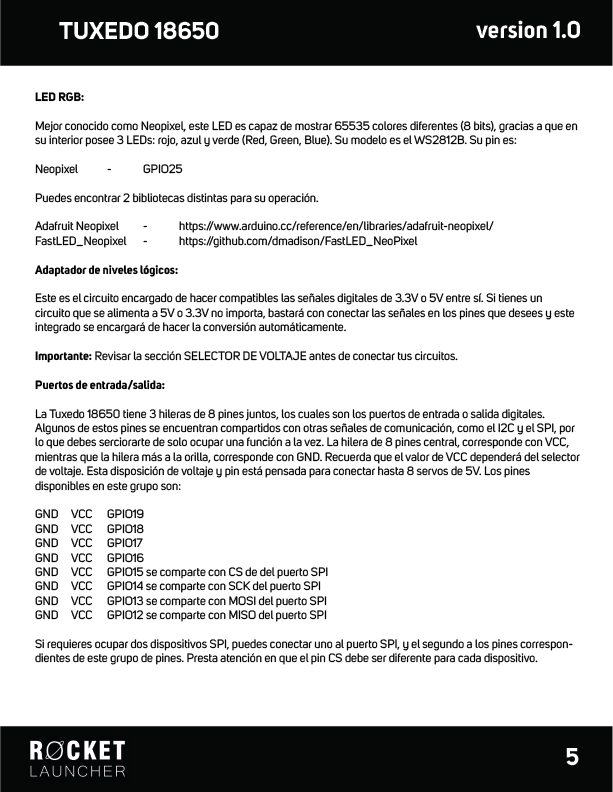 Tuxedo 18650 user manual page 5