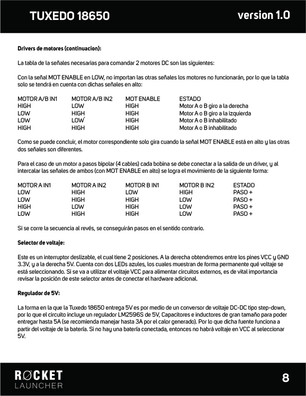 Tuxedo 18650 user manual page 8